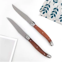 4 10pcs stainless steel steak knife dinner tableware table knives with wood handle laguiole cutlery knifes set restaurant home