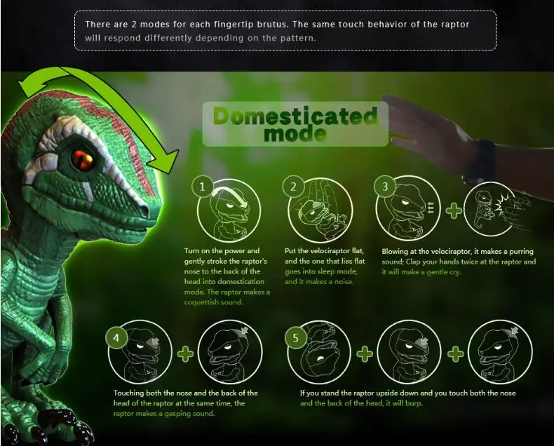 Креативная Velociraptor фигурка, Электрический динозавр, домашние животные, игрушка для кончика пальца динозавра, Умная игрушка, электронный питомец, модель динозавра