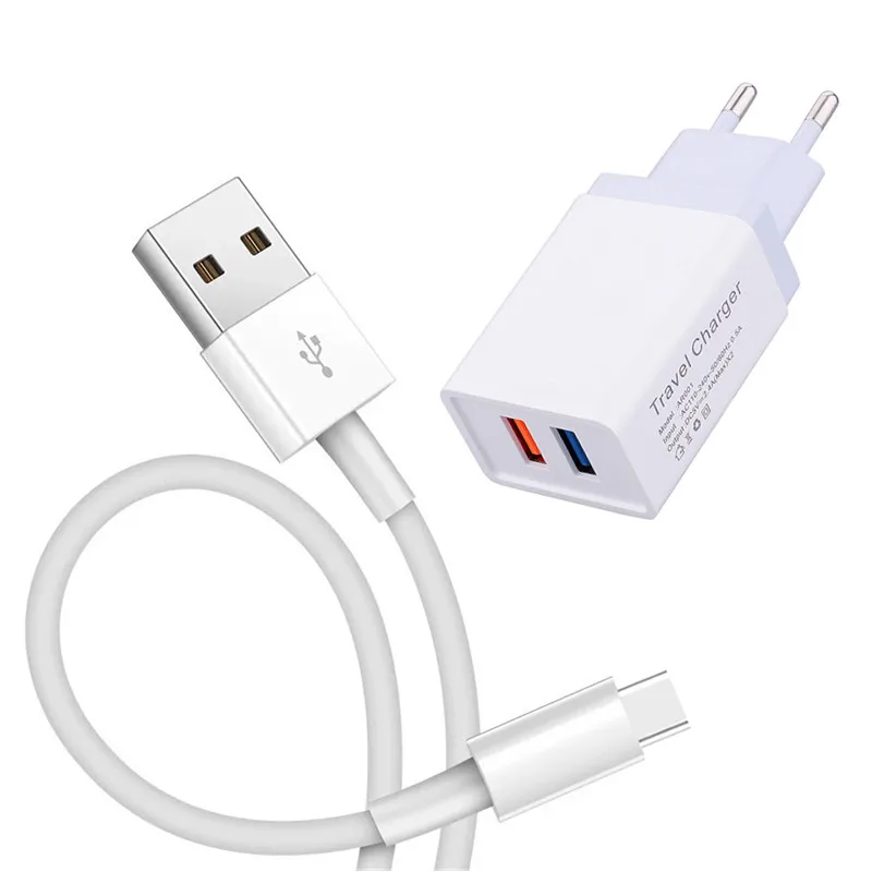 Настенное зарядное устройство 5 В 2 А адаптер USB Type-C Micro зарядный телефонный кабель