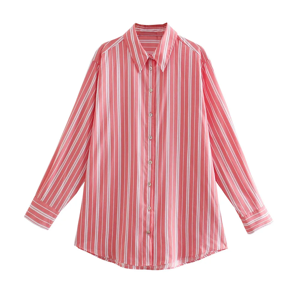 

Рубашка женская в полоску, в стиле ретро, свободная, летний