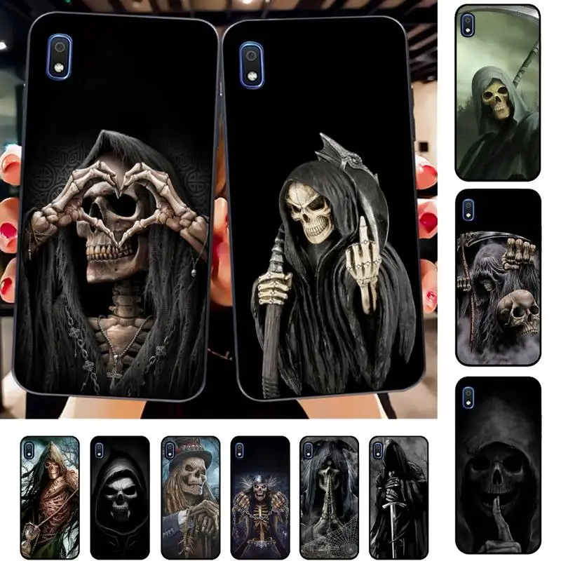 

FHNBLJ Grim Reaper Skull Skeleton Phone Case for Samsung A51 01 50 71 21S 70 31 40 30 10 20 S E 11 91 A7 A8 2018