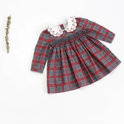 2019 винтажное Хлопковое платье в красную клетку для девочек милое принцессы