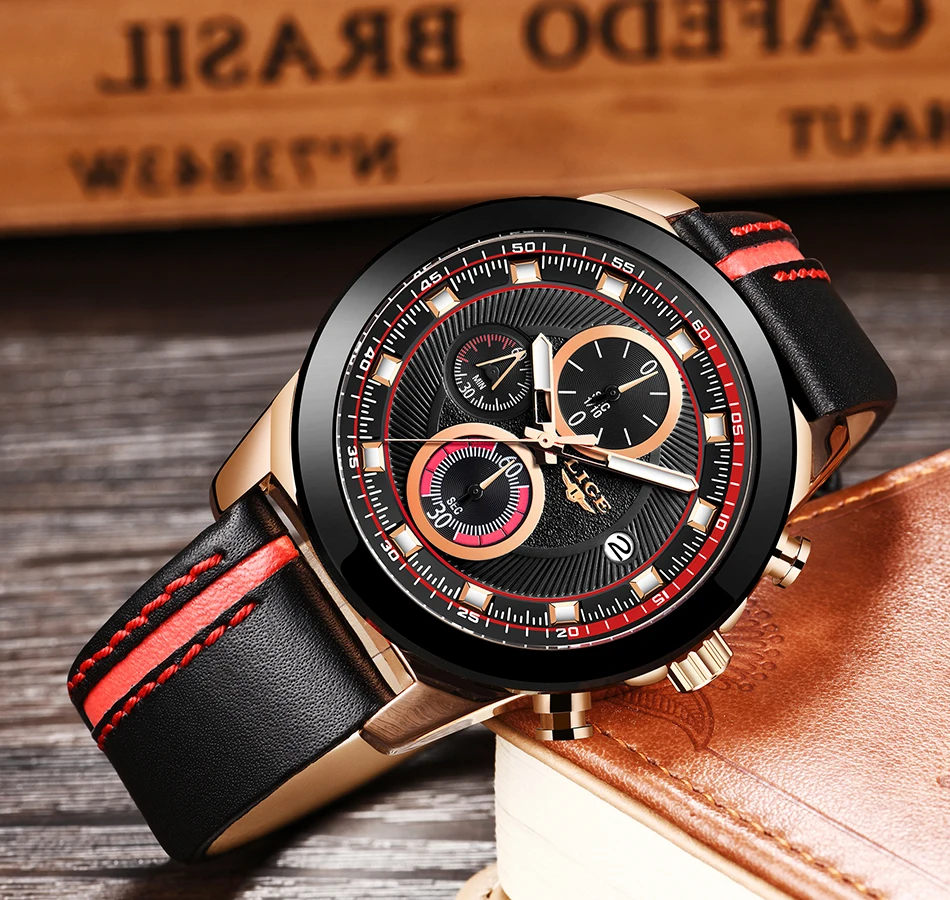 Relogio Masculino Для мужчин s часы lige top бренд Роскошные спортивные часы Для мужчин Повседневное Модные кварцевые часы с кожанным ремешком Водонепроницаемый часы