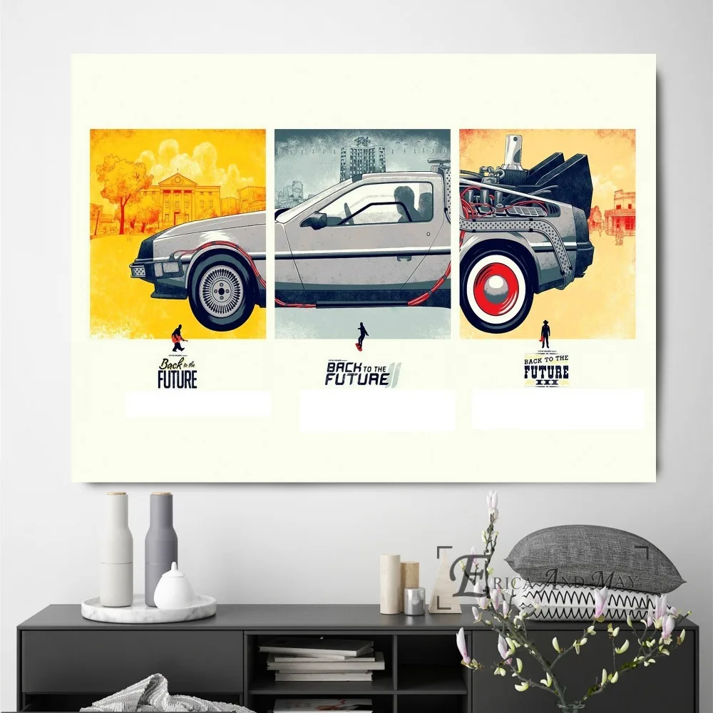 

Back To The Future Time Shuttle Delorean Poster Wall Painting Living Room Abstract Canvas Art Pictures For Home Decor No Frame
