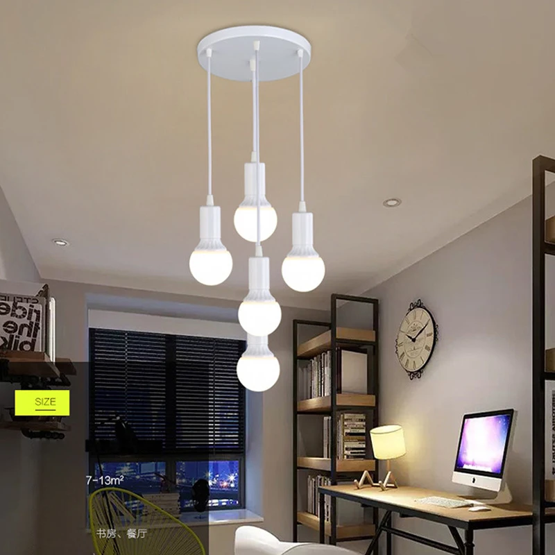 Современные Люстры черно-белого цвета в стиле лофт Регулируемая лампа Эдисона