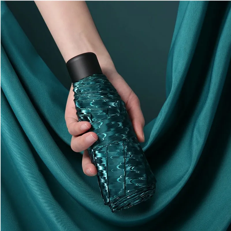 Карманный мини зонт Женский пятискладной зонтик с защитой от солнца и УФ лучей