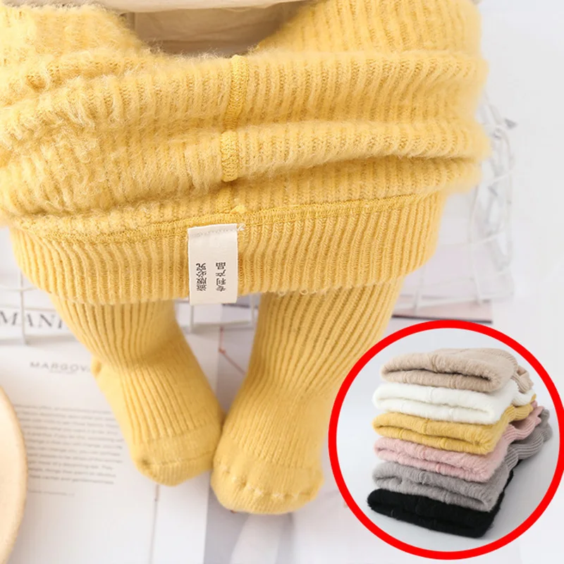 Mallas gruesas de terciopelo para ni&ntilde;as, ropa c&aacute;lida, medias s&oacute;lidas, de invierno-0