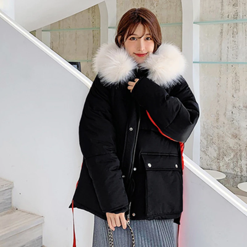 2019 New Autumn Winter Women Hooded Short Down cotton jacket Female Padded Fur Collar Casual Cotton coat cc778 | Женская одежда