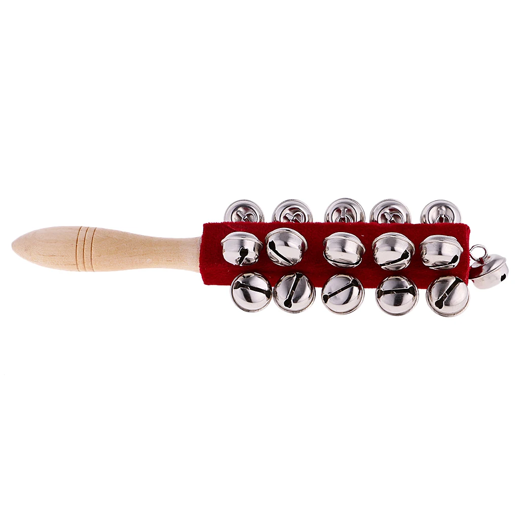 

Wooden Stick Jingle Bell Hand Shake Rattle Hand Percussion for KTV Play Toy