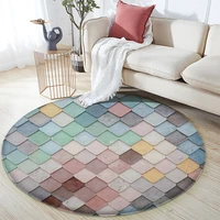 top brand geometric comfortable door round rug flannel non slip plus soft carpet cushion modern diamond living room decor rug