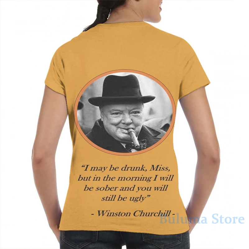 [Цитата] Winston Черчилль пьяная Мужская футболка женская с принтом по всей длине
