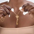 Модное индивидуальное ожерелье с именем из нержавеющей стали, персонализированное ожерелье с золотым ключом, женский кулон, табличка с именем, подарки для влюбленных