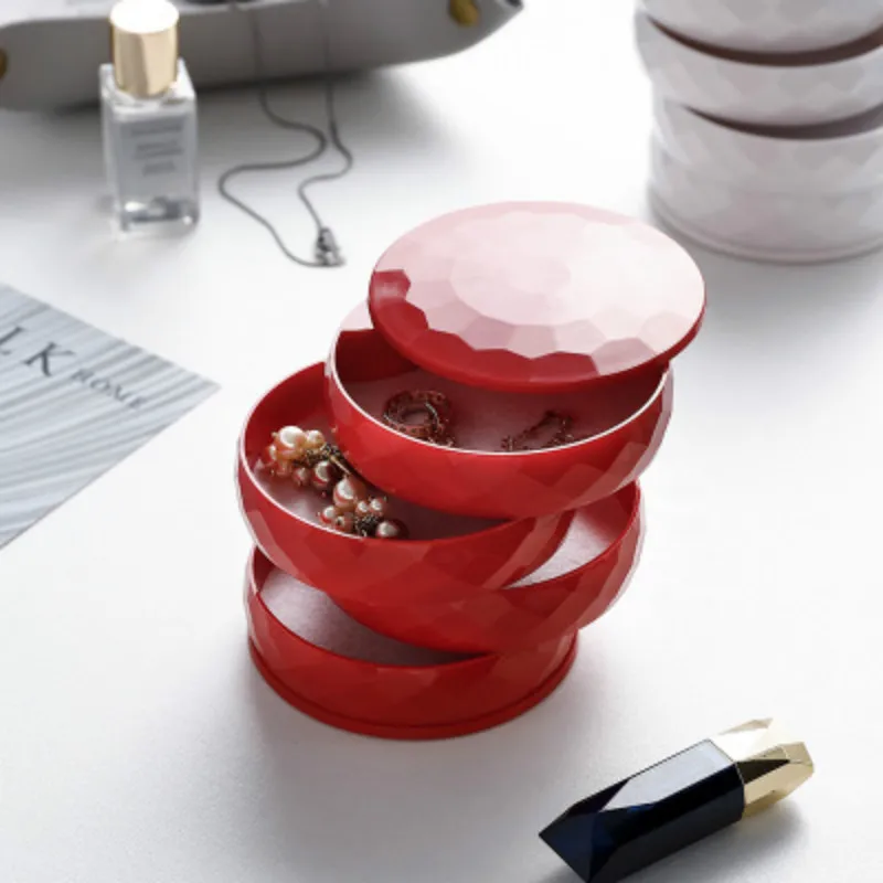 Вращающийся ящик для хранения ювелирных изделий пластиковый лоток с крышкой