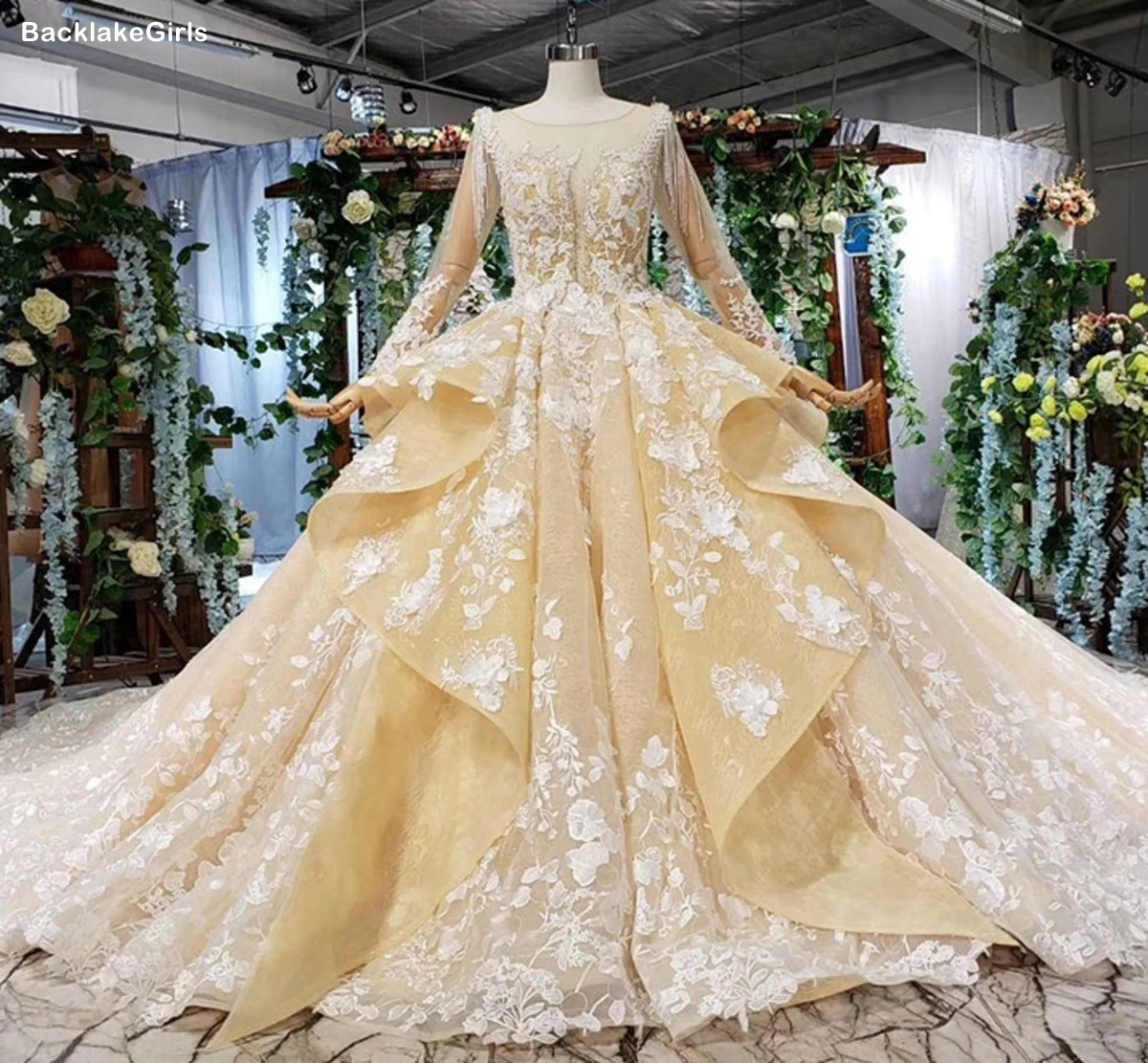 Свадебное платье цвета шампанского размера плюс Платья для женщин с круглым