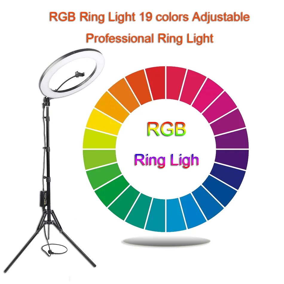 Кольцевой светильник с регулируемой яркостью 18 дюймов RGB 5500K светодиодный