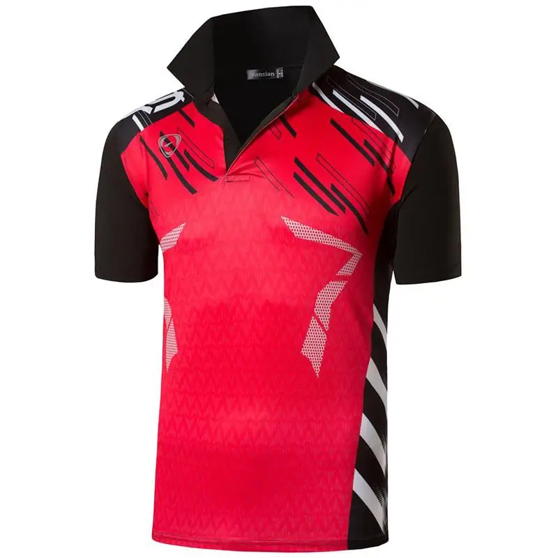 jeansian Men's Sport Tee Polo Shirts POLOS Poloshirts Golf Tennis Badminton Dry Fit Short Sleeve LSL293 Red