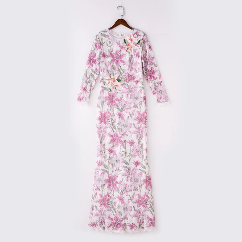 Высокое качество новая мода 2019 дизайнерское подиумное макси платье женское