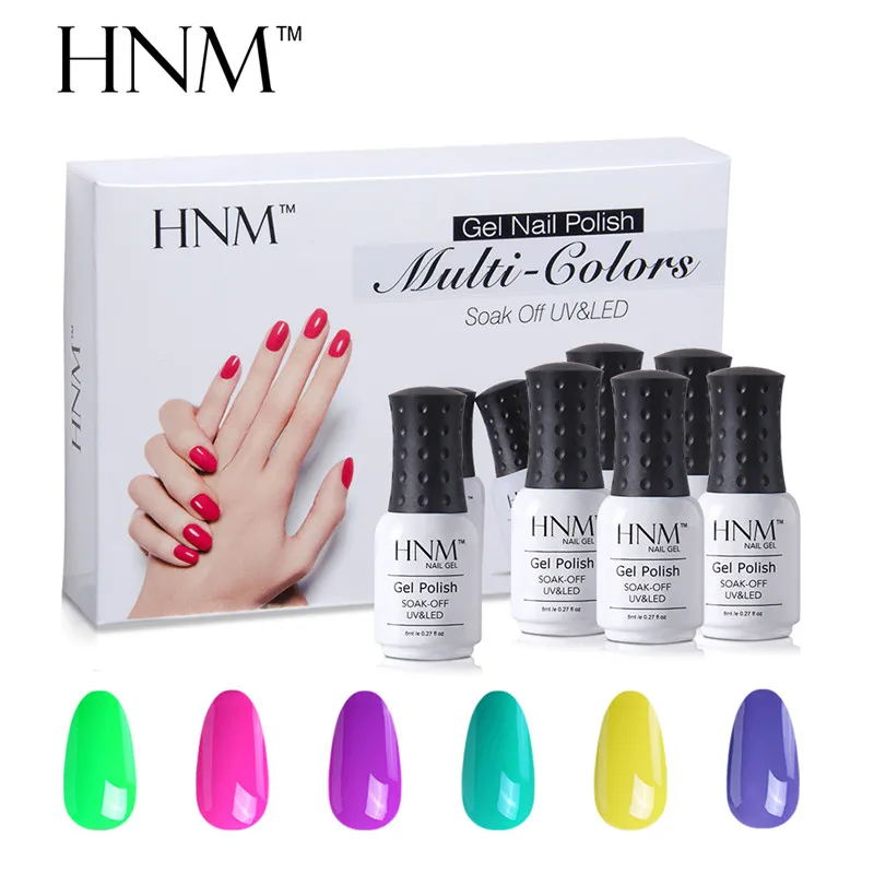HNM 6pcs/set Nail Art Pure Color 8ML Gel Varnish Sets Nail Polish Kit Manicure UV Gel Lucky Gel Varnish Lacquer DIY For Nail Kit - Цвет: 24