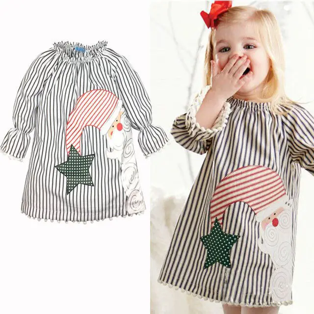 

0-5Y Baby Girls Kids tassel bottom dress Casual Xmas Cotton Tutu Dress Clothes Christmas Santa Claus