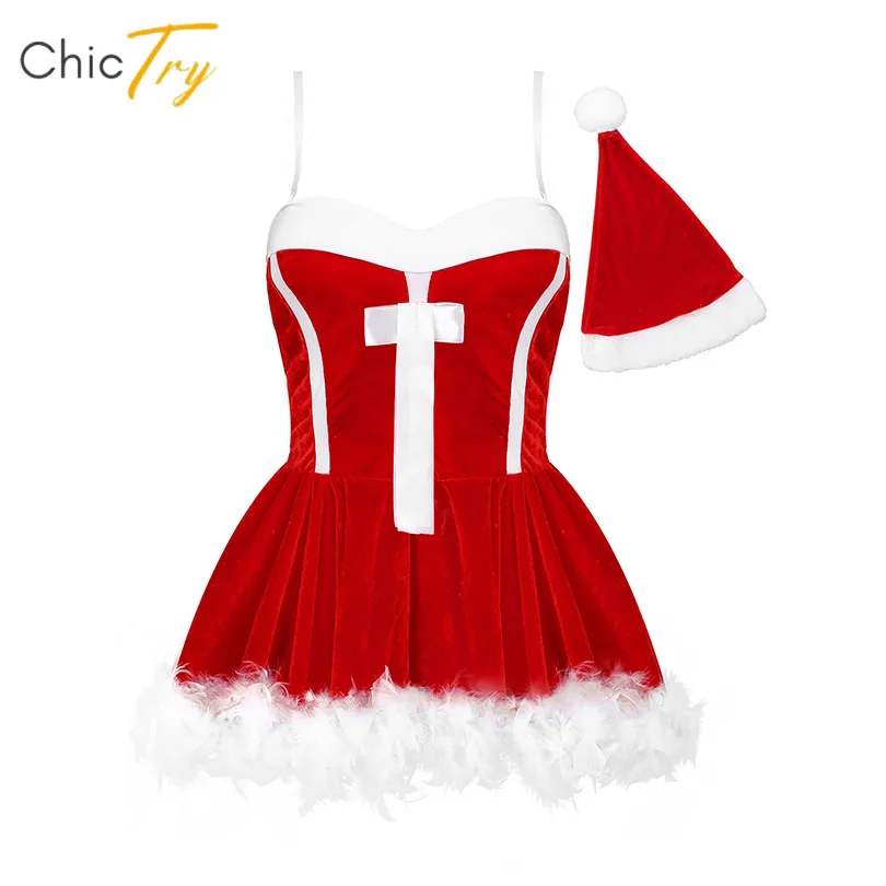 

Women Christmas Nurse Cosplay Dress Hat 2Pcs Nightgown Lingerie Nightwear Set Detachable Shoulder Straps Sleeveless Dresses Girl