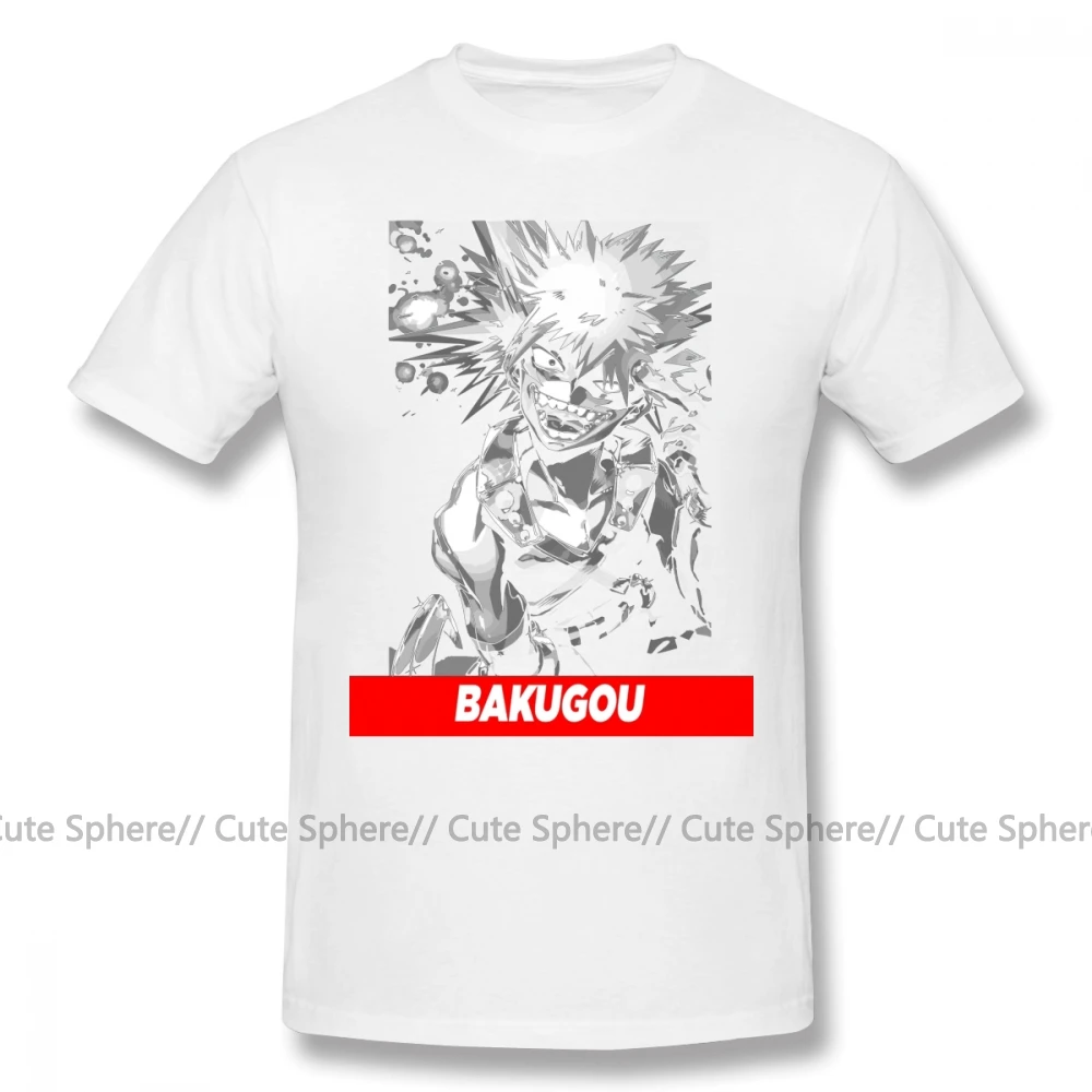 Bakugou футболка Bakugou Boku No Hero Academy футболка уличная плюс размер футболка потрясающая Мужская футболка с короткими рукавами и принтом - Цвет: White