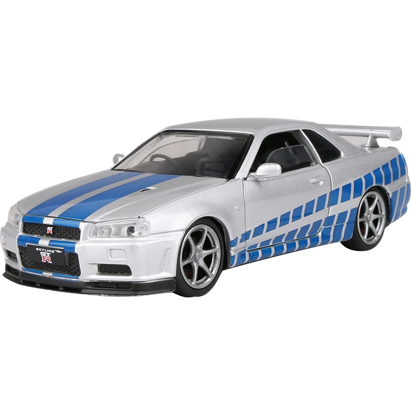 

1:32 New R34 SKYLINE GTR Alloy Car Model Japan JDM Collection Cars Door Sound Light Metal Diecast Toy For Boys