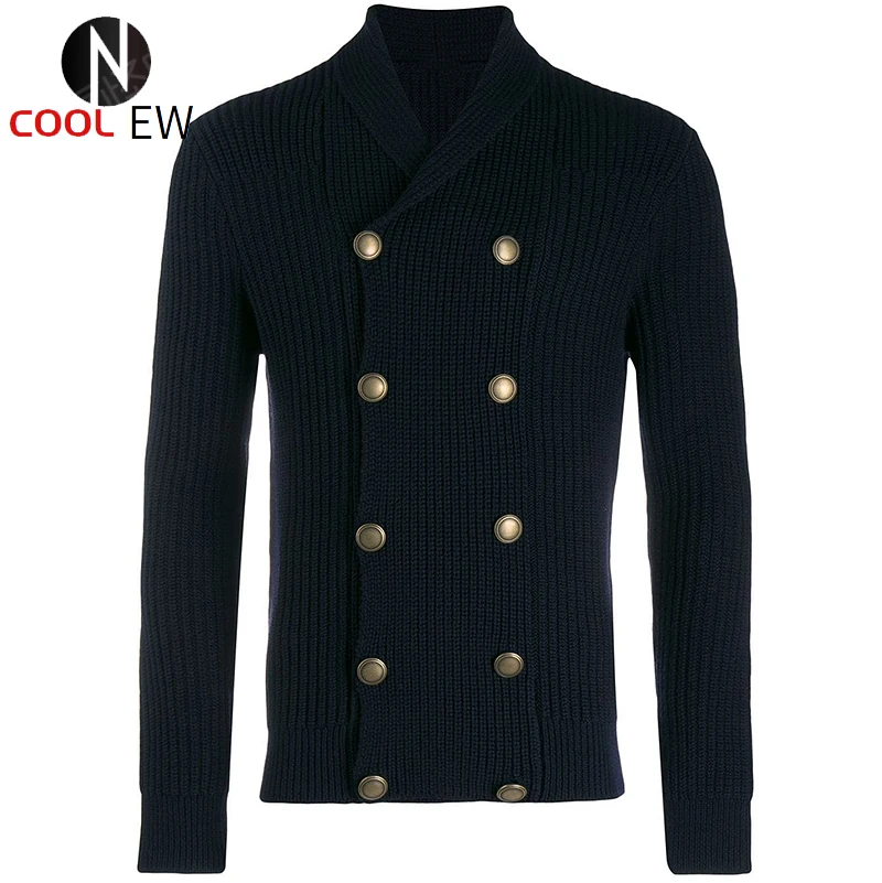

Мужской трикотажный кардиган, двубортный приталенный свитер с длинным рукавом, винтажная куртка в итальянском стиле, одежда для осени и зим...
