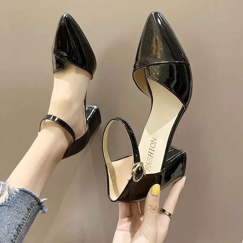 

Timalina Pointed Toe Square Heel High Heels Sandals Women Autumn Summer Shoes Woman Fashion Students Patchwork Ladies Shoes Open