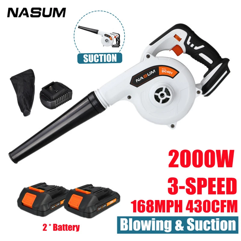 

NASUM 20V 2.0Ah Cordless Leaf Blower Wireless Variable Speed Air Blower For Leaves Dust Snow Blowing Garden Power Tools Cleaner