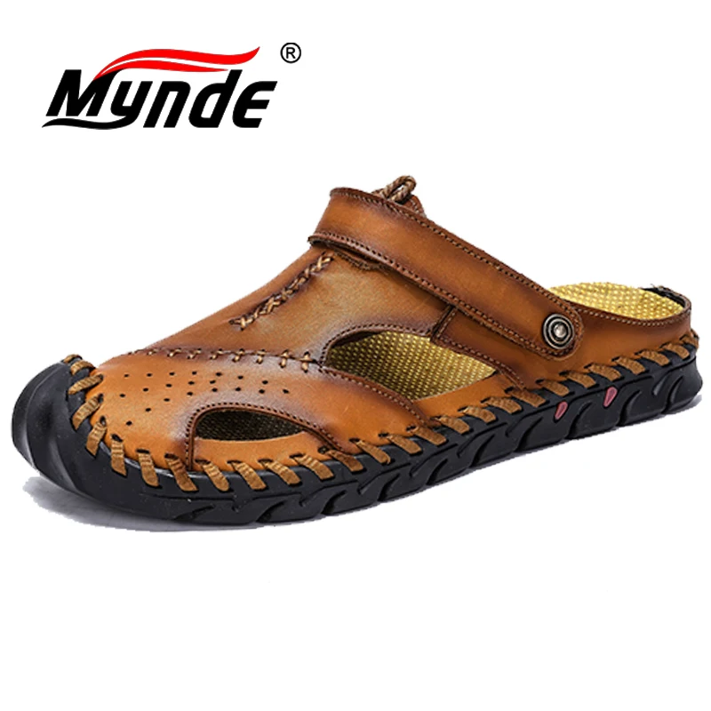 Мужские мягкие сандалии из бычьей кожи удобные пляжные шлепанцы в римском стиле