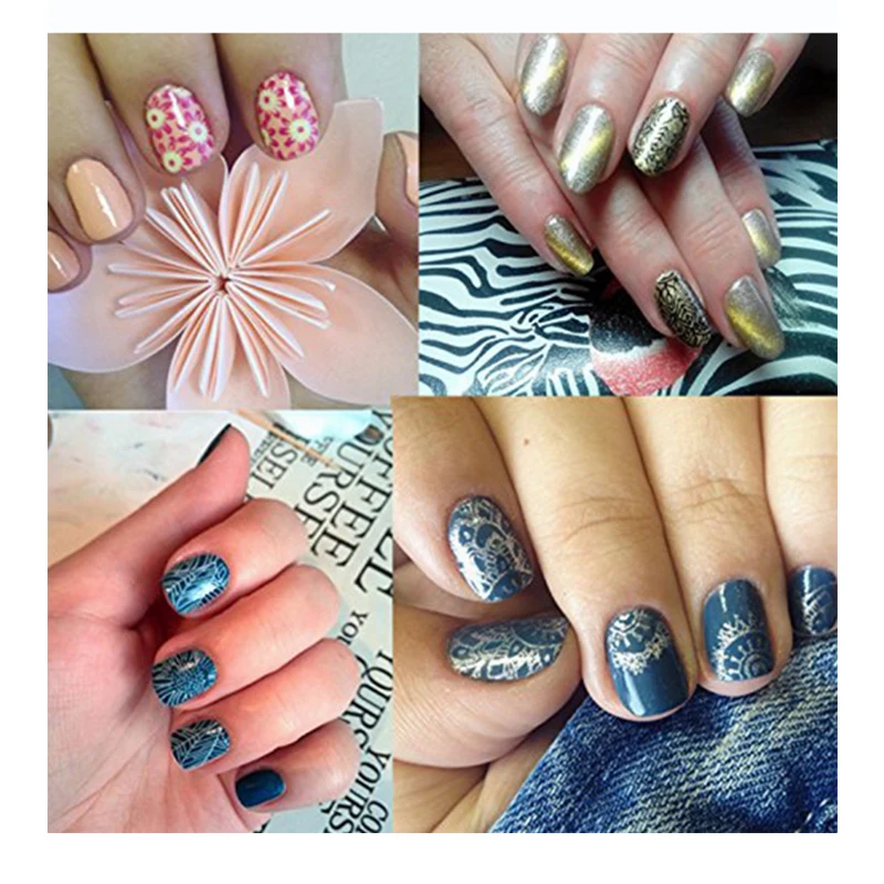Дизайн ногтевых пластин 10 шт. штампованные пластины для ногтей трафареты шаблоны