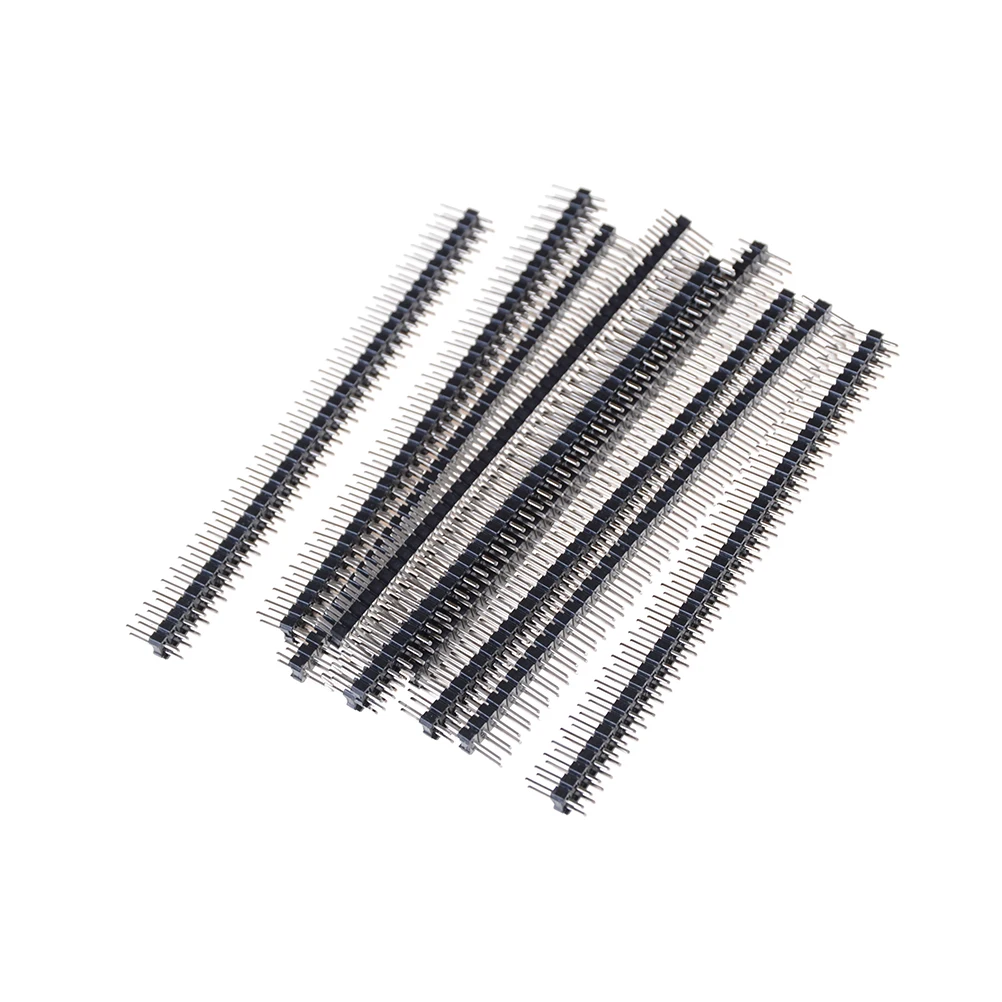 

10pcs 40 Pin Single Row Male 2.54mm Breakable Pin Header Right Angle Connector Strip bending Hot Sale