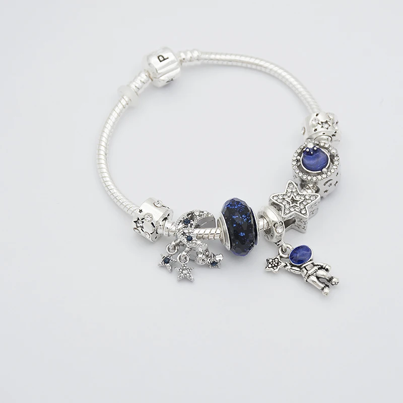 

Blue Beads star Pendant charm Bracelet Dream trip women Bracelets jewelry Gift wholesale Explore the universe