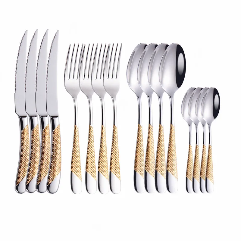 Набор золотых кухонных столовых приборов из нержавеющей стали 18/10 набор 16