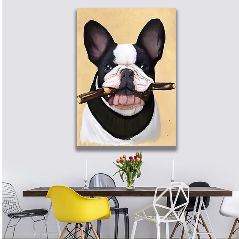 

Bedroom Decor Funny Abstract Animals Canvas Pictures On Wall Modern Pug Dog Art Posters and Prints Frameless Room Decor