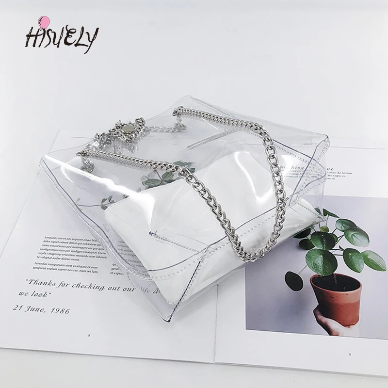 HISUELY горячая Распродажа голограмма прозрачная пластиковая сумка пляжная через