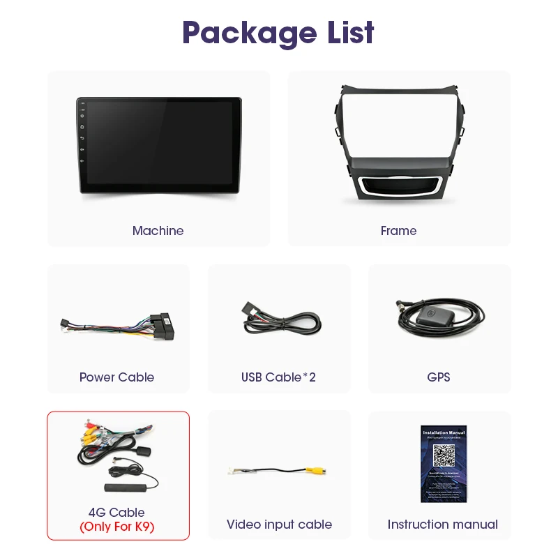 

Android 9.0 2 Din IPS 4+64G Car Radio for Hyundai Santa Fe 3 2013-2017 RDS DSP 4G ENT Auto Audio Navigation GPS Navi Head Unit