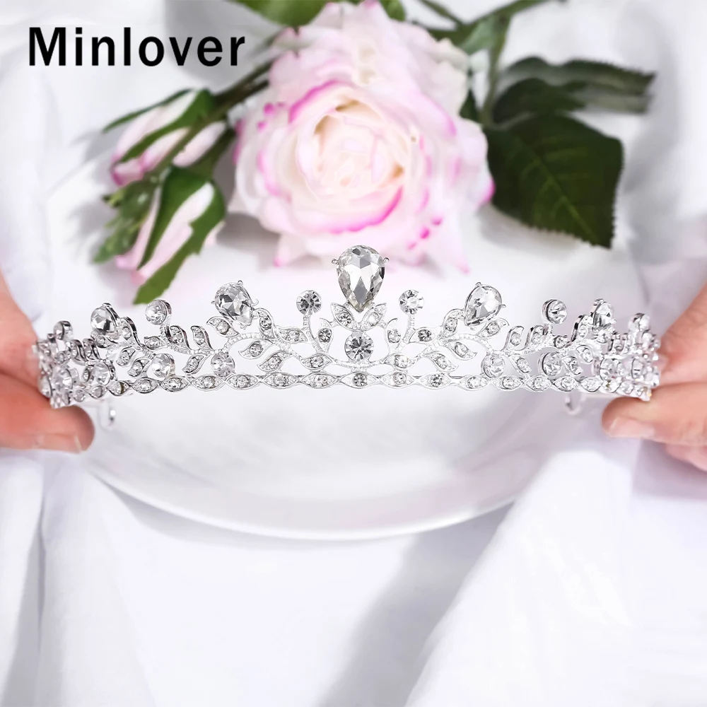 Minlover новинка 2020 короны диадемы свадебные и для невесты Кристальные аксессуары