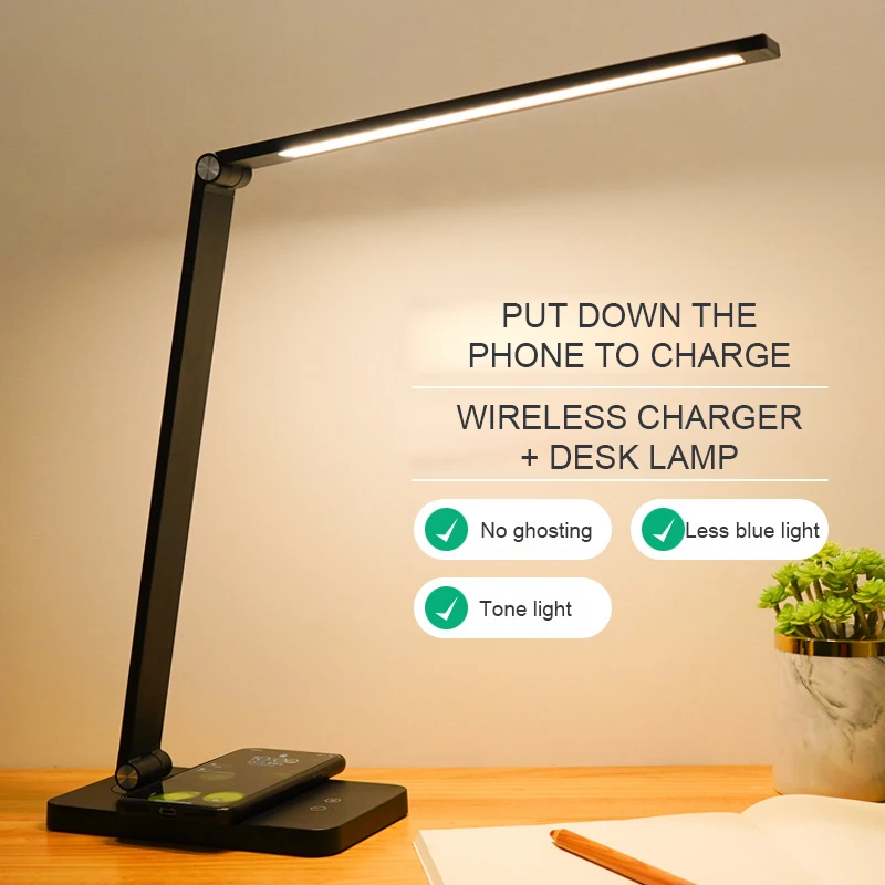 

Wireless Charging LED Desk Lamp Soft Light Eye Protection Simple Style Foldable, Adjustable Color Tone 270 Flexible Connector