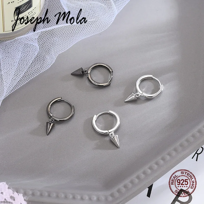 Joseph Mola 100% стерлингового серебра 925 1 Пара Модный панк маленький кулон конус серьги