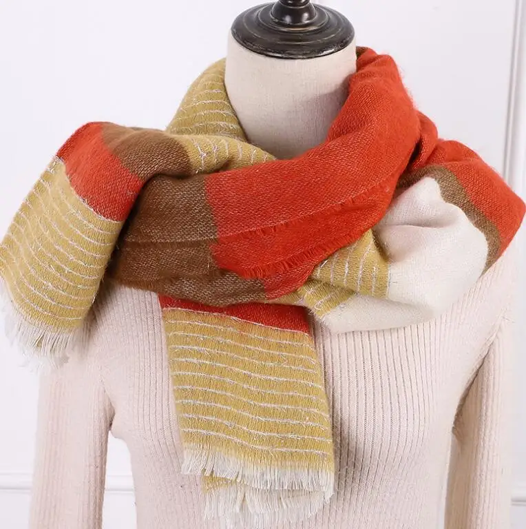 

New cdt autumn and winter imitation cashmere solid color hand-fringed warm thickening scarf