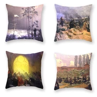 oil painting series cushion cover peach skin retro vintage sofa decorative pillowcase home living room artistic accessories 4pcs