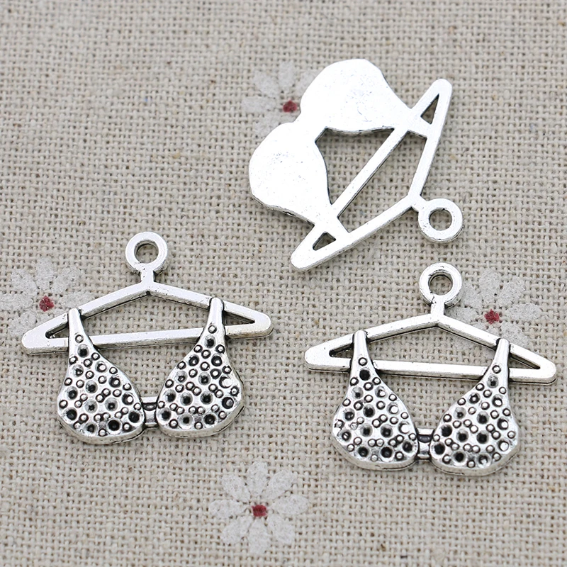 

15pcs Antique Silver Plated Women Bra Charms Pendants for Jewelry Making Bracelet DIY Accessories 27x24mm
