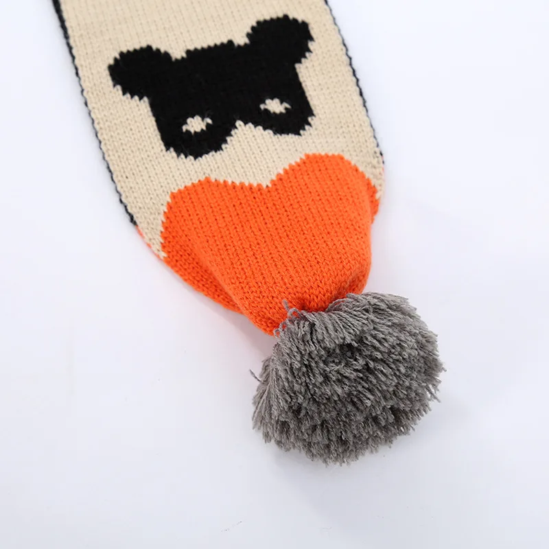 Maylisacc 3-8 Years Old Children's Hat Scarf Gloves 3-piece Set Autumn Winter Knitted Warm 3-piece Set Cartoon Acrylic Ball Hat