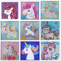 small and easy unicorn diy 5d diamond painting kits without frame for beginner for kids 6x6 inch