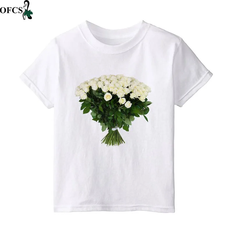 Детская летняя футболка с коротким рукавом и цветочным принтом|Тройники| |