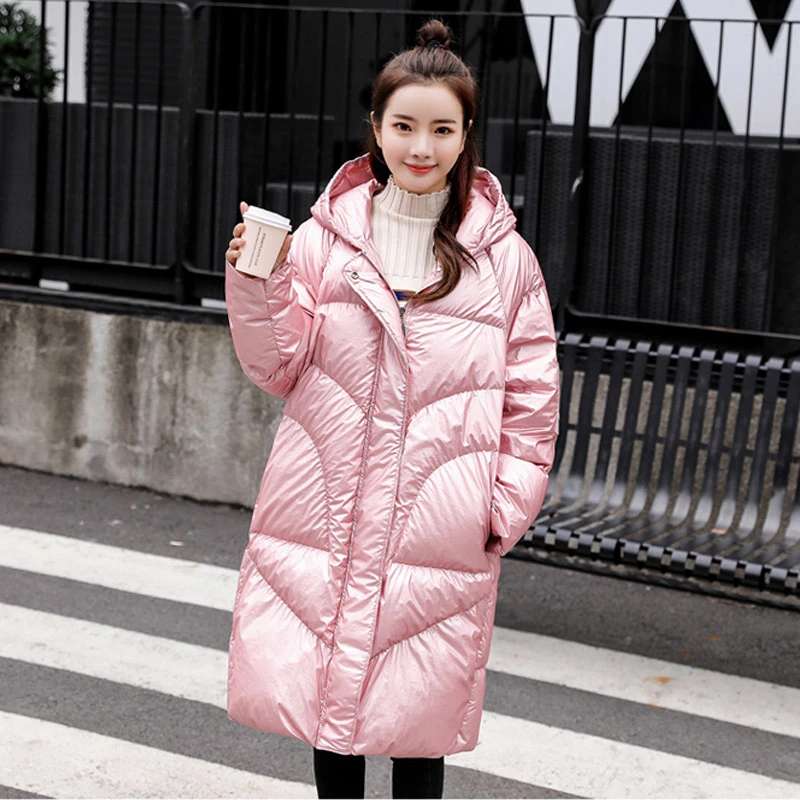 2020 зимнее Новое Модное Длинное пуховое пальто женская куртка с капюшоном