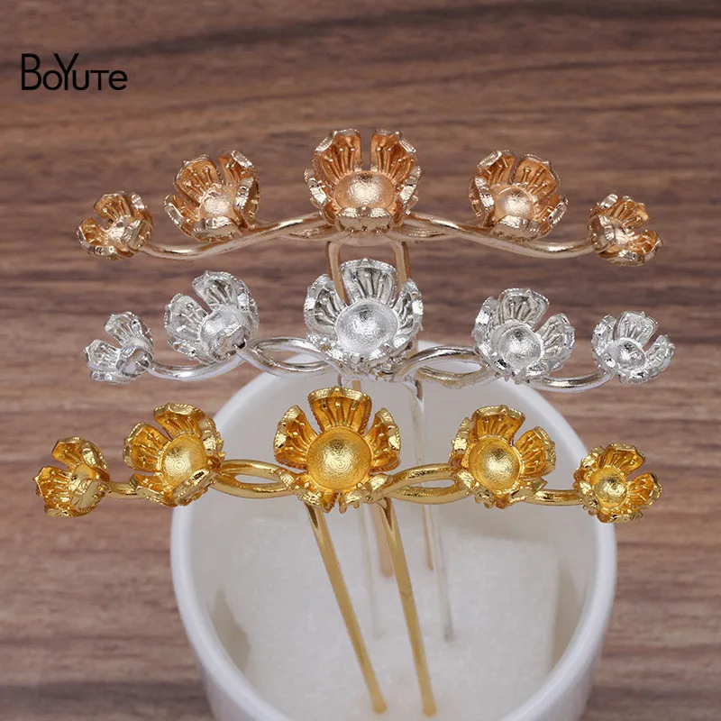 BoYuTe (2 шт./лот) подходит для 6-8-10 мм бусины 79*15*16 Цветочная вилка волос Винтажный