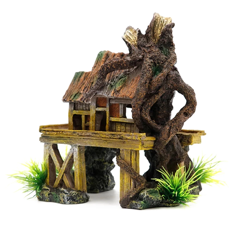 

Aquarium Decoration Accessories Artificial Fish Reptile House Shelter Fish Tank Landscaping Resin Building Ornaments