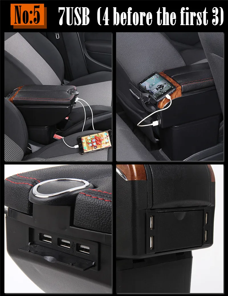 Для Chevrolet Spark III подлокотник коробка двойные двери открыть 7USB центр консоль для